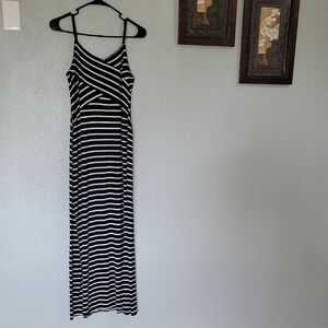 Black and White Striped Maxi Dress